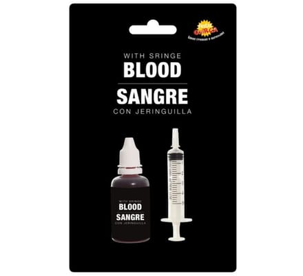 Flesje vloeibaar horror nepbloed schmink met spuit 30 ml - Halloween verkleed accessoires/make-up
