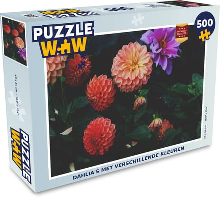 Puzzel Dahlia's met verschillende kleuren - Legpuzzel - Puzzel 500 stukjes