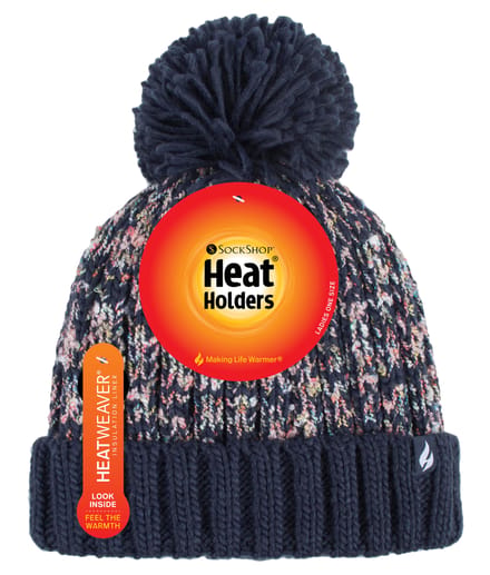 Heat Holders - Thermische warme bobbelhoed voor dames - Blauw