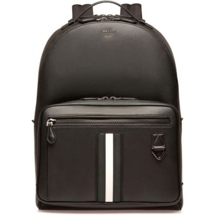 Bally Mavrick Zwart en Wit Gestreept Kleurblok Leer Rugzak Heren Rugzak 6238746 Basic Set (Bag+Dust Bag)