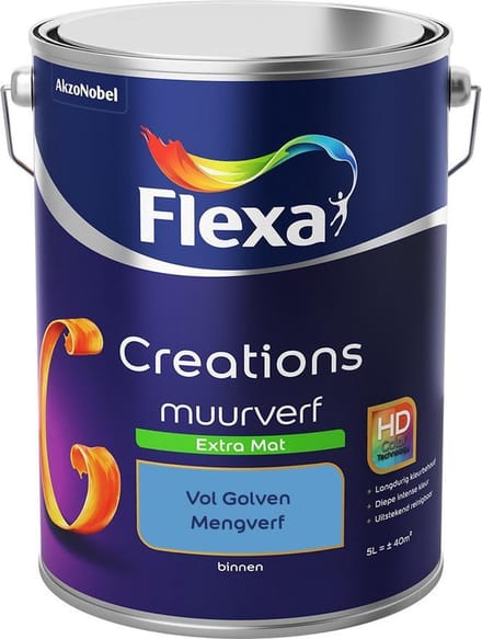Flexa - Creations - Muurverf - Extra Mat - Mengkleuren Collectie - Vol Golven - 5 liter