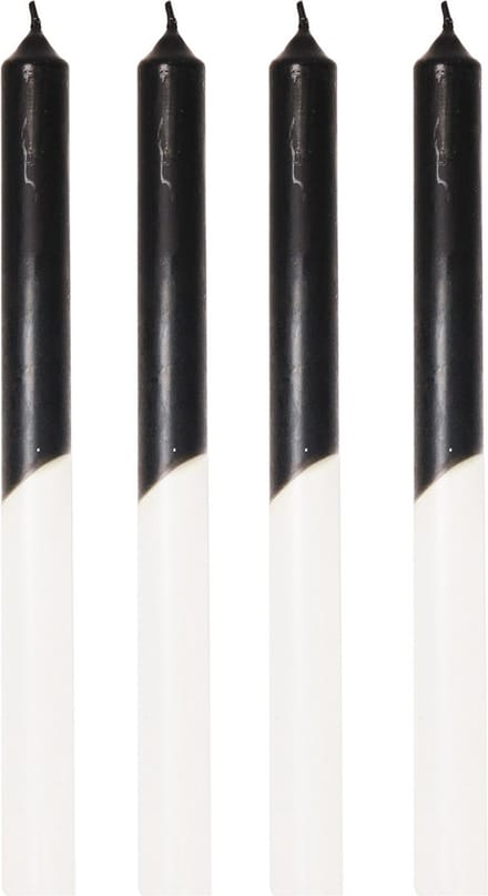 Housevitamin Kaars - Dipdye Wax Zwart/ Wit - 25,8x9,5x2,5cm - Set van 4