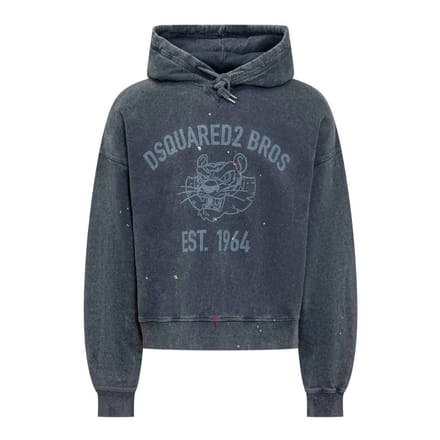 Dsquared2 Bros Est 1964 Logo Distressed Cypro Navy Blue Hoodie