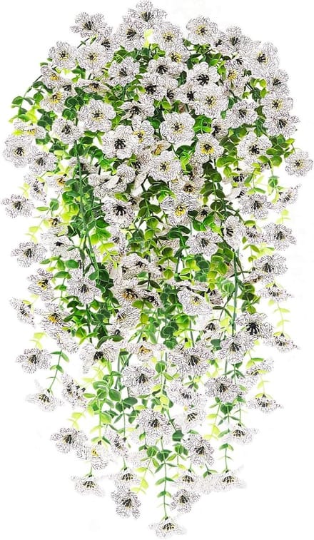 Kunstbloemen Hängend, 2 Stuks, Kunstplanten voor Binnen en Buiten, Wit