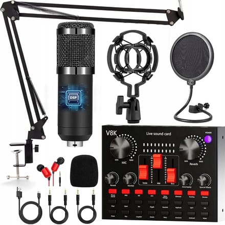 Condensatormicrofoon - Podcast Starterspack - Microfoon - Cardioïde & Ruisonderdrukking - 192kHz & Plug & Play - Complete Set - Voor Livestream & Opname