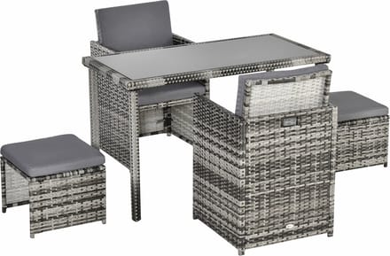 Outsunny Poly-rotan zitgroep 11-delig Eetset tuinset tuinkussens zwart 861-015