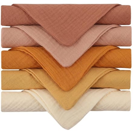 Lot de 5 serviettes en gaze de coton douces et absorbantes pour bébé orange