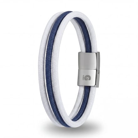 Armband Dames Stof Textiel Nylon Navy Wit 22,5cm Galeara Design ZEUS