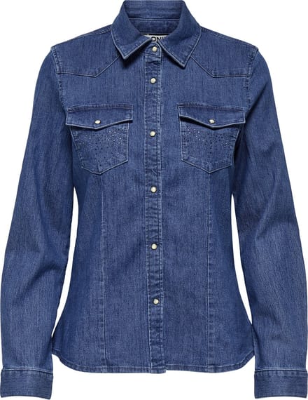ONLY - ONLSASIA L/S RHINESTONE DNM SHIRT AKM - Meisjes - Blouses