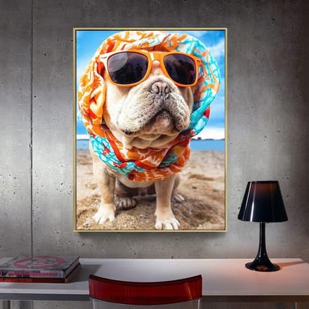 Diamant schilderij dier hond volledige dille ronde afbeelding van strass 20X30CM white