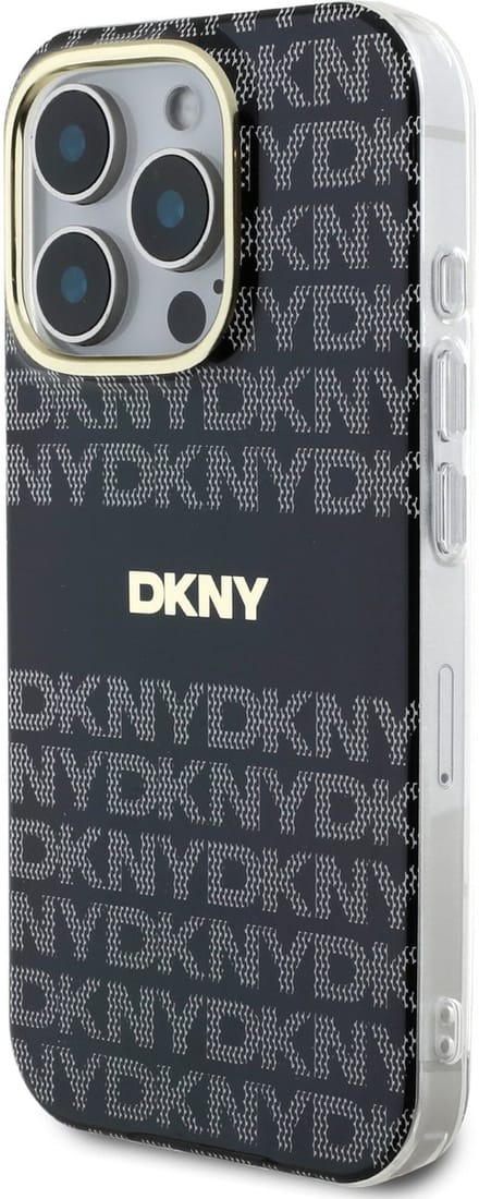 DKNY - Backcover iPhone 16 Pro - Repeat Pattern - Tonal Stripe - Magsafe - Zwart