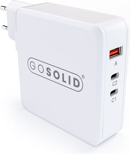 GO SOLID! ® - 3-Poort USB Adapter 100W (USB A + USB C + USB C)