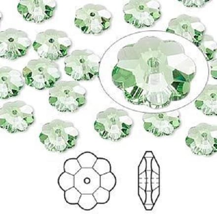 Swarovski Elements, 18 stuks Marguerite / Lochrose kralen, 10mm, peridot, 3700