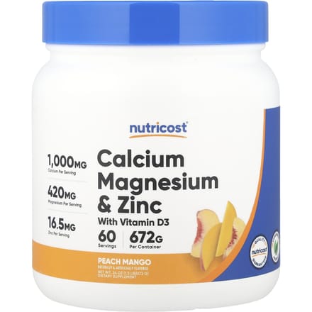 Nutricost, met Calcium Magnesium en Zink, Vitamine D3, Perzik Mango, 24 oz (672 g)