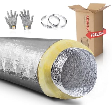 Geïsoleerde flexibele buis 150 mm x 7,62 m - efficiente HVAC-ventilatie met geluidsreductie