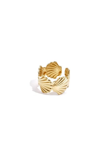 Chunky ring met schelpen - zilveren kleur