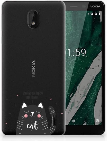 Nokia 1 Plus Telefoonhoesje met Naam Cat Good Day