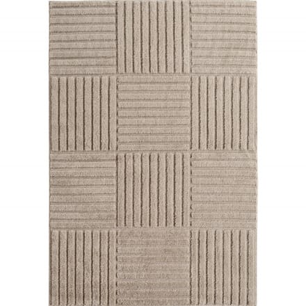 Art Vloerkleed – Japandi – Blokpatroon – Modern & Laagpolig – Beige/Bruin – 80x150 cm