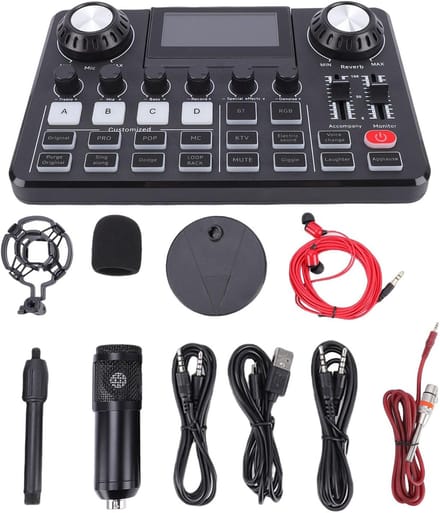 Podcast Microfoon Set - Opname Studio - Digitale Audio - Dubbele Microfoon Ingang - 42 x 23 x 8 cm