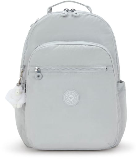 kipling rugzak met laptopvak Basic Seoul Backpack 27L Easy Grey Lichtgrijs
