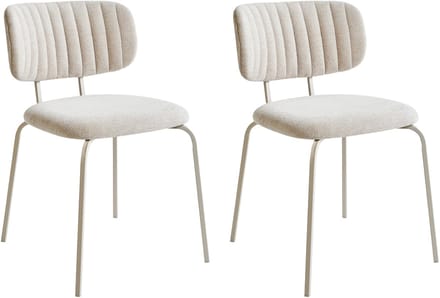 IRINS - Eetkamerstoel set van 2 - Lichtbeige - Chenille