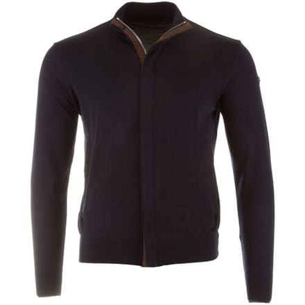 Paul & Shark Vest Wool Full Zip Alcantara Trimmings Navy / male