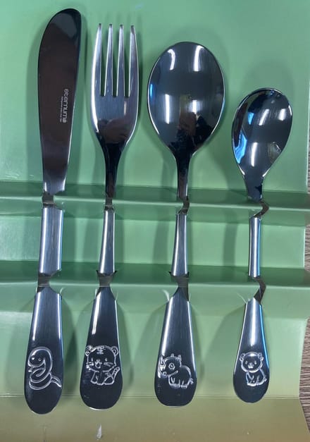 Eternum - Kinderbestek 4-delig - CADEAU tip Zilver - RVS - Zoo - Bestek