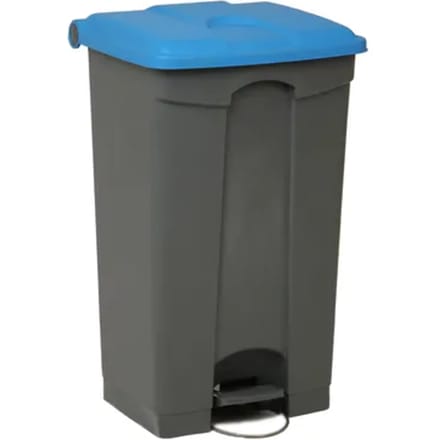 Engels Afvalbak Met Pedaal – 90 Liter, Grijs Met Blauw Deksel