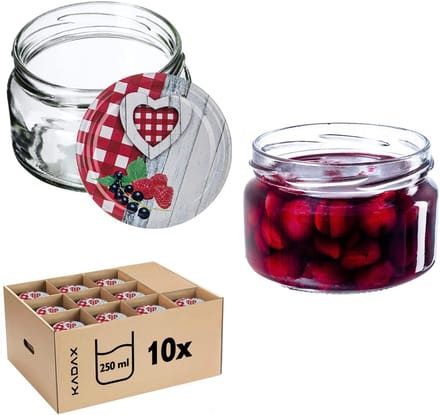 Denia Weckpotten 250ml 10st 82mm + Deksel "Rooster met Hart"
