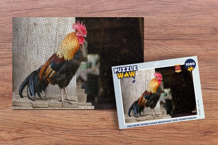 Puzzel Heldere rode haan bewaakt zijn territorium - Legpuzzel - Puzzel 1000 stukjes volwassenen