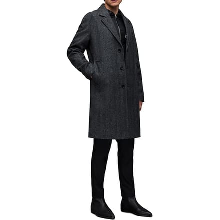 AllSaints Ormond Coat Black/white Maat: M | Single-Breasted Mantels Outlet | Heren | Grijs