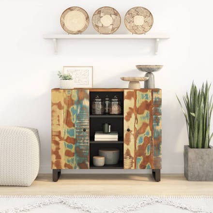 vidaXL - Dressoir - met - 2 - deuren - 90x33x75 - cm - massief - gerecycled - hout
