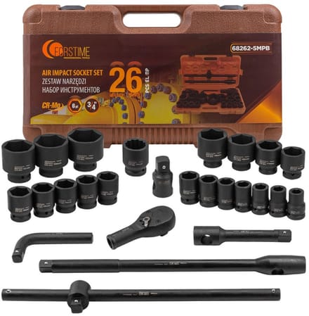 Forstime FT-68262 - Dopsleutelset - 17-65mm - 26 Delig - Stalen Behuizing