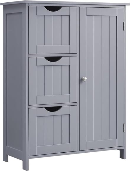 MAZAZU - Badkamerkast - Commode - Verstelbare plank - Grijs - 30x60x80