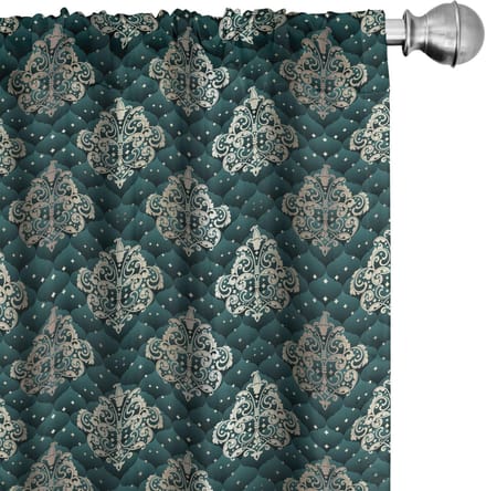ABAKUHAUS Damastgordijn – 2x75x175 cm – microvezel – donker teal