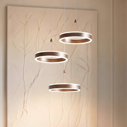 Lucande LED hanglamp Kolo, bruin, 3-lamps, dimbaar