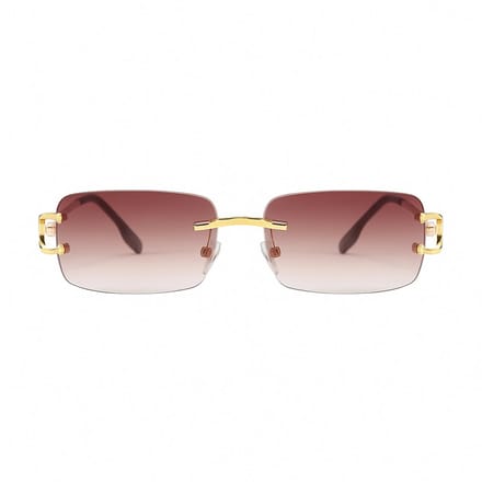 PBLIQ® Zonnebril Randloos - Heren - Dames - Bruin - Goud
