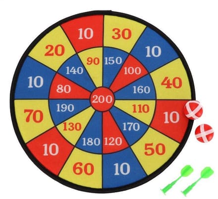 Gerimport Dartbord Junior 37 X 43 Cm Rood/blauw/geel 5-delig