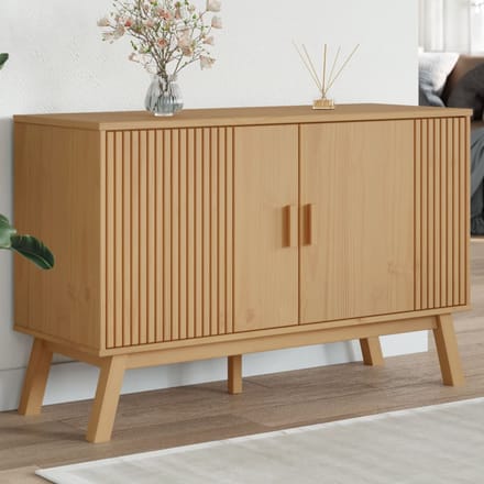 vidaXL - Dressoir - OLDEN - 114x43x73,5 - cm - massief - grenenhout - bruin