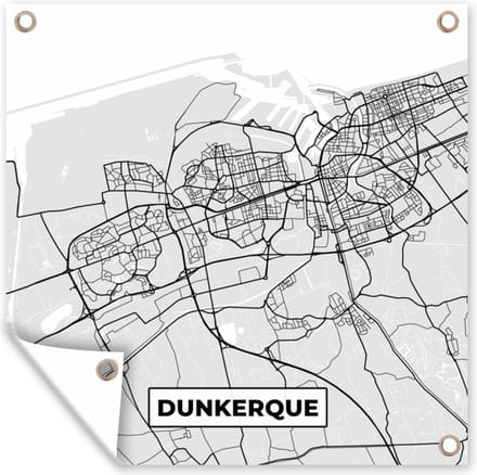 Tuindoek Kaart - Stadskaart - Dunkerque - Plattegrond - Frankrijk - 100x100 cm
