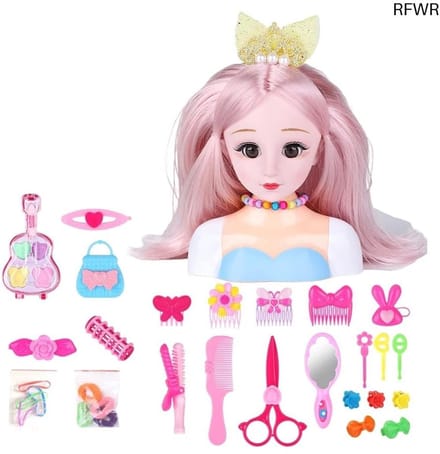 RFWR® Poppenbuste voor Make-up en Haarstyling met Accessoires voor Kinderen vanaf 3 Jaar