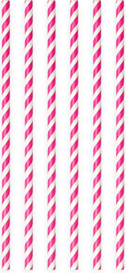 20 Papieren rietjes Hard Roze - 6mm x 197mm