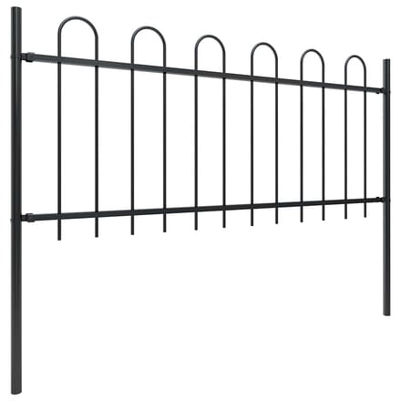 vidaXL - Tuinhek - met - ringtop - staal - 1005x80 - cm - zwart