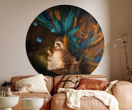 Behangcirkel 80cm Feather woman - Wallz