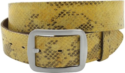 Dames riem geel - Basic leren riem 4cm met krokoprint - Leer - Basic riem - Casual chique - Maat 85