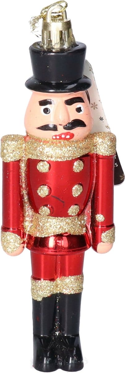 Decoris Kerstboomhanger notenkraker - poppetje/soldaat - rood - 12 cm - kunststof