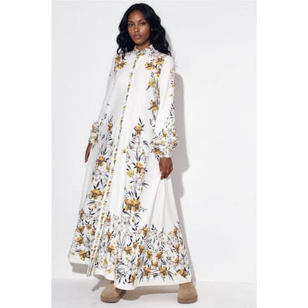Floral Gevuld Maxi Hemdjurk