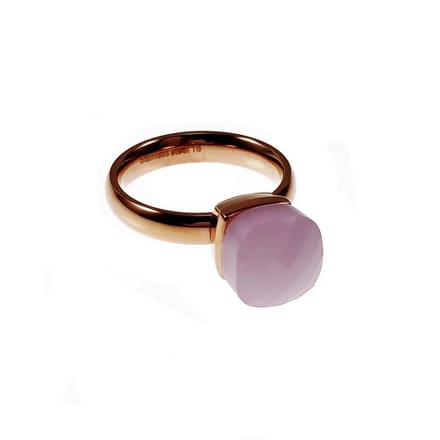 Solitaire Ring met Rose Kristal - Roestvrij Stalen RoséGoudkleur - Dames Ring