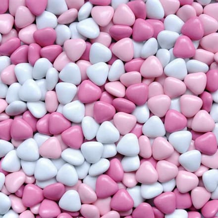 Chocolade mini Hartjes ROZE-wit- 500 gram doopsuiker love-chocolade