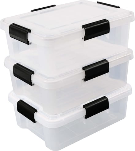 IRIS Airtight Opbergbox - 10L - Stapelbaar - Luchtdicht - Kunststof - Transparant - Set van 3